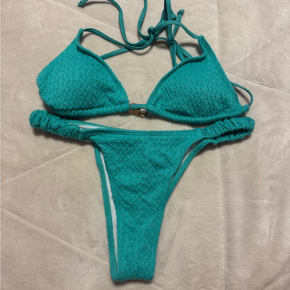 SHEIN teal bikini set with charms